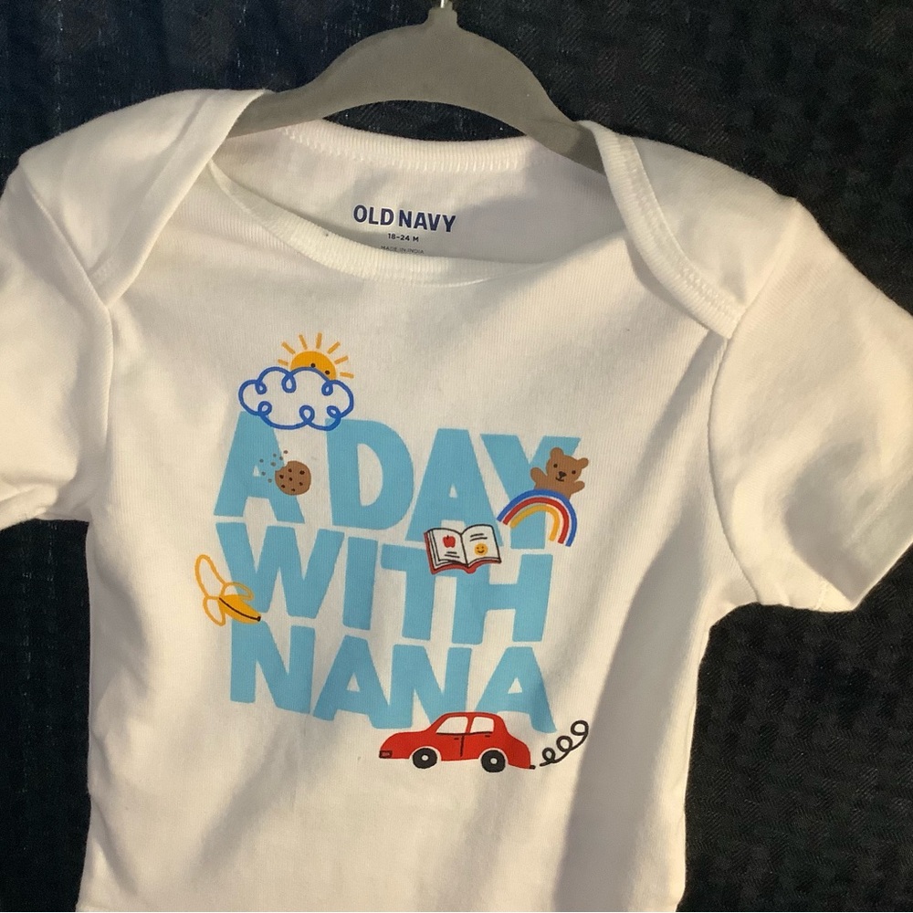 Old Navy White Onesie with Colorful Graphic